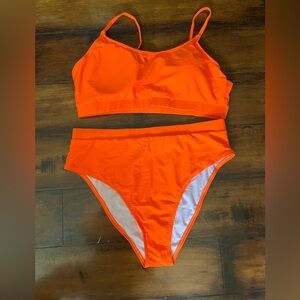Vibrant Orange Women's Swim Set